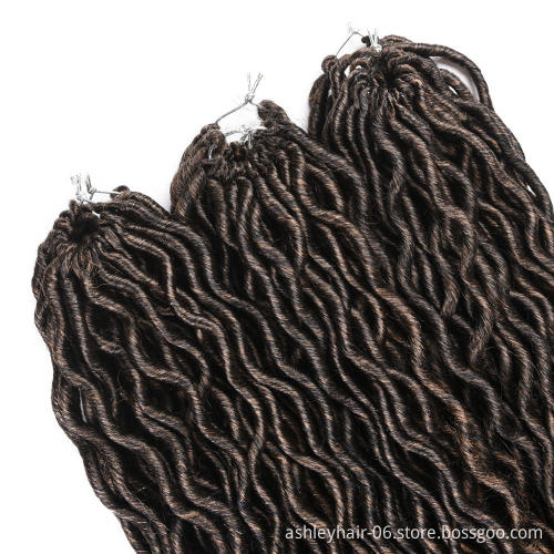 Wholesale 24 Strands Synthetic Crochet Hair Curly End Wavy Goddess Faux Locs Braid